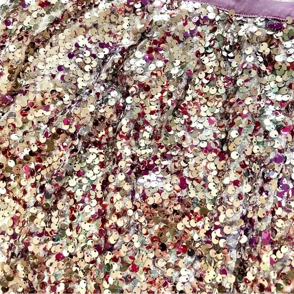 J CREW Unicorn Mermaid Silver Purple Fete Sequin Mini Skirt Faux Wrap Size 4 - Picture 4 of 11